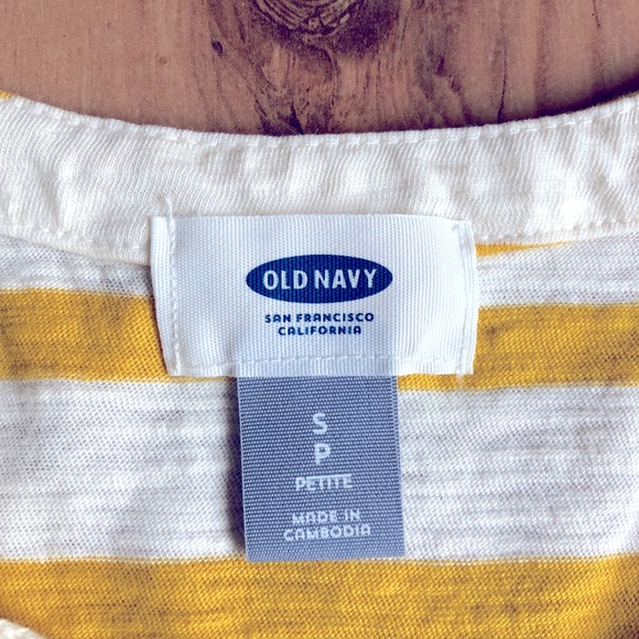 NEW OLD NAVY Sailor Tank Top Sleeveless Shirt Yellow Stripe Small Petite Women’s - Picture 4 of 12